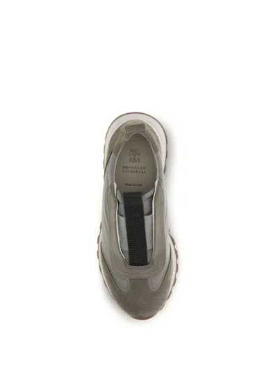Brunello Cucinelli Runners Sneakers Pull Tab Rubber Sole In Green