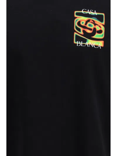 Casablanca Black Crewneck T-shirt With Logo Detail On The Front And Maxi Logo On The Rear In Cotton Man