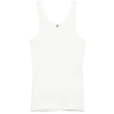 By Malene Birger Ribbed Scoop Neck Sleeveless Tank In White
