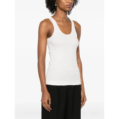 By Malene Birger Ribbed Scoop Neck Sleeveless Tank In White
