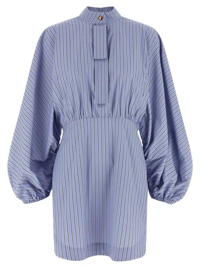 Zimmermann Drawstring Stripe Mini Dresses Light Blue In Blue