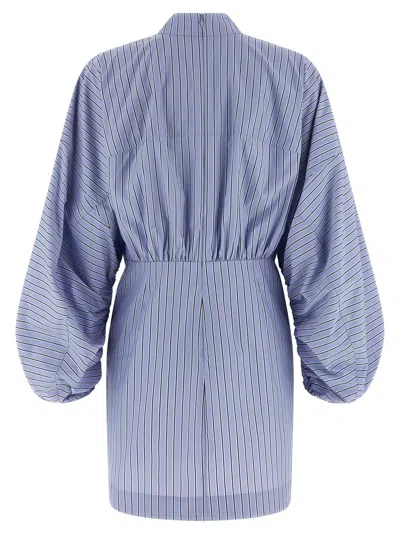 Zimmermann Drawstring Stripe Mini Dresses Light Blue In Blue
