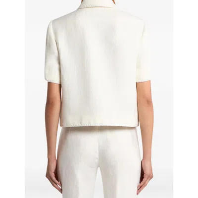 Etro Short-sleeved Cropped Linen Jacket With Pegaso Buttons In White