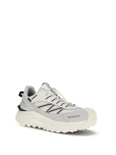 Moncler Light Grey Real Leather Trailgrip Gtx Low Top Sneakers In Gray