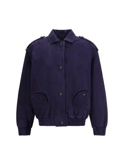 Blazé Milano Womens Nuit Charlie Oversized Suede Bomber Jacket In Purple