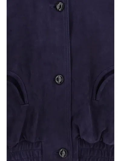 Blazé Milano Womens Nuit Charlie Oversized Suede Bomber Jacket In Purple
