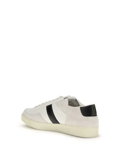Tom Ford Panelled Suede And Grained Leather Sneakers In White