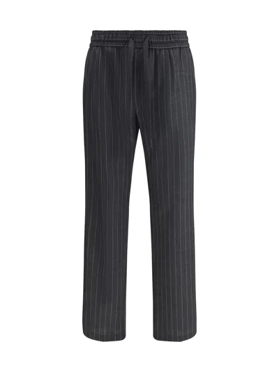 Dolce & Gabbana Stripe-pattern Drawstring Trousers In Black