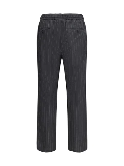 Dolce & Gabbana Stripe-pattern Drawstring Trousers In Black