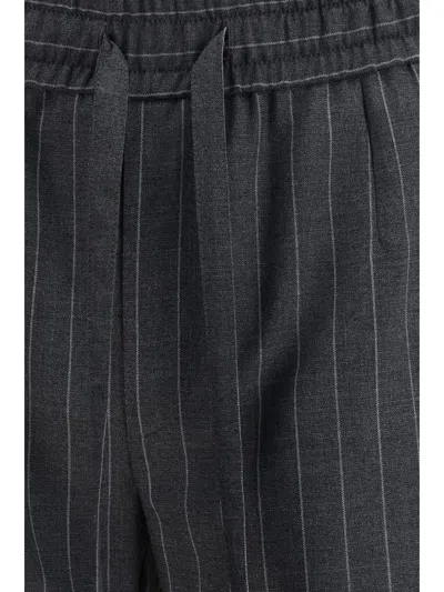 Dolce & Gabbana Stripe-pattern Drawstring Trousers In Black