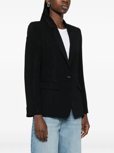 Emporio Armani Single-breasted Pinstriped Lurex Jacket In Black