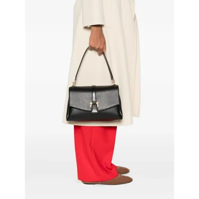 Ferragamo Medium Leather Top Handle Bag In Black