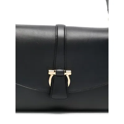 Ferragamo Medium Leather Top Handle Bag In Black