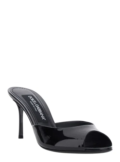 Dolce & Gabbana 75mm Vernice Patent Leather Mule Sandals In Black