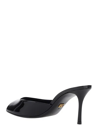 Dolce & Gabbana 75mm Vernice Patent Leather Mule Sandals In Black