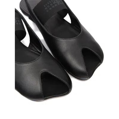 Mm6 Maison Margiela Logo Detailed Open-toe Slingback Sandals In Black