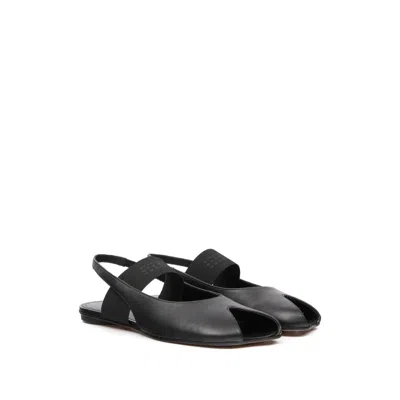 Mm6 Maison Margiela Logo Detailed Open-toe Slingback Sandals In Black