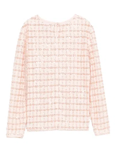 Emporio Armani Tulle Top With Sequin And Bead Embroidery In Pink