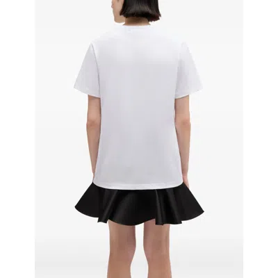 Ganni Graphic Print Relaxed Fit Short Sleeve Top In White