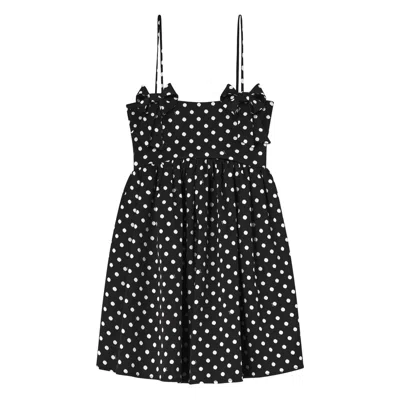 Ganni Multicolor Recycled Polyester Casual Dress In Black