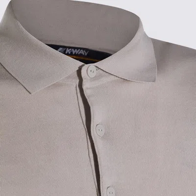 K-way Knitted Cotton Polo With Ribbed Accents In Neutral