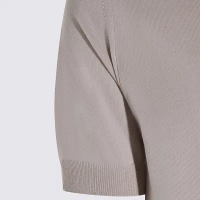 K-way Knitted Cotton Polo With Ribbed Accents In Neutral