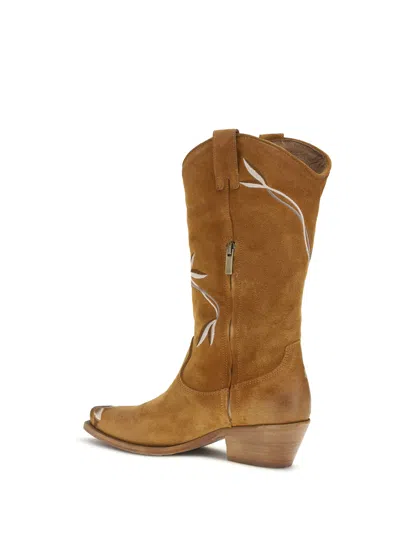 P.a.r.o.s.h Brown Calf Leather Bos Taurus Ankle Boots In Brown