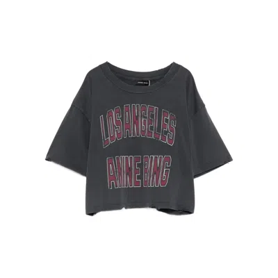 Anine Bing Black Washed Cropped Johnny T-shirt Women In Gray