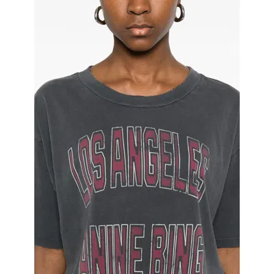 Anine Bing Black Washed Cropped Johnny T-shirt Women In Gray