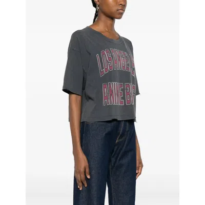 Anine Bing Black Washed Cropped Johnny T-shirt Women In Gray