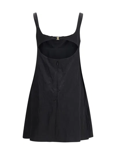 Chloé Mini Dress Without Sleeves In Washed Technical Satin In Black