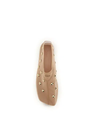 Chloé Rita Blushy Beige Ballet Flats In Transparent Mesh Women In Neutral
