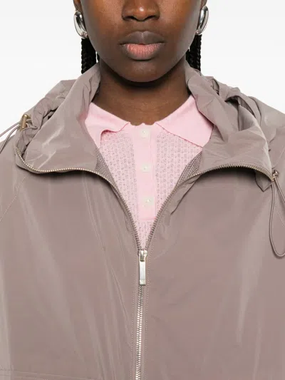 Emporio Armani Full-zip Nylon Blouson With Hood In Gray