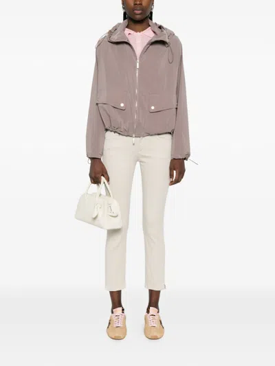 Emporio Armani Full-zip Nylon Blouson With Hood In Gray