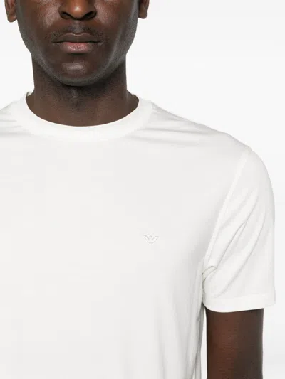 Emporio Armani Asv Domed Logo Pima-jersey T-shirt In White