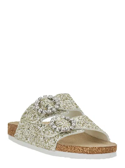 Monnalisa Kids' Glitter Open-toe Sandals In Gray