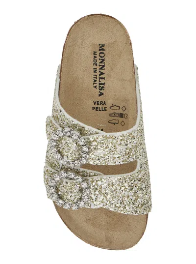 Monnalisa Kids' Glitter Open-toe Sandals In Gray