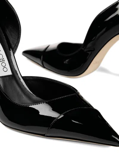 Jimmy Choo Brigitte Black Pumps With Thin Heel In Shiny Leather Woman