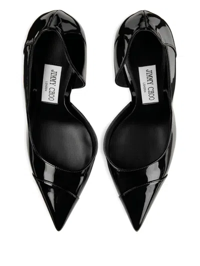 Jimmy Choo Brigitte Black Pumps With Thin Heel In Shiny Leather Woman