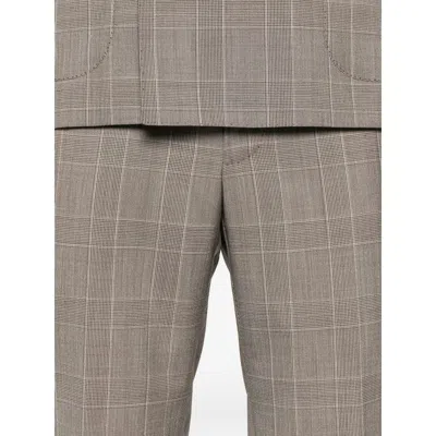 Tagliatore Double-breasted Check-pattern Suit In Brown