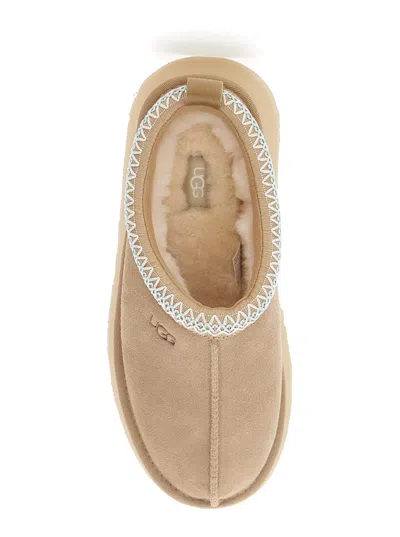 Ugg Tazz Wool-blend Fleece-lined Embroidered Suede Platform Slippers In Animal Print