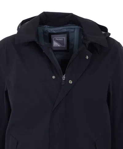 Herno Men Long Raincoat In Black