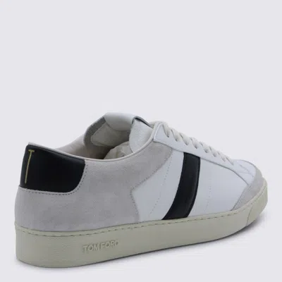 Tom Ford Panelled Suede And Grained Leather Sneakers In White
