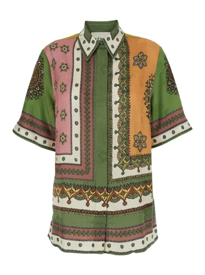 Alemais Contina Multicolor Shirt With Classic Collar And All-over Geometric Print In Viscose Woman