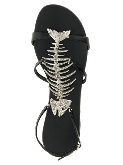 Giuseppe Zanotti Sandals Slim Style Embellished Metallic Detail In Black