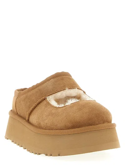 Ugg Suede Platform Sandals With Shearling Lining In Brown