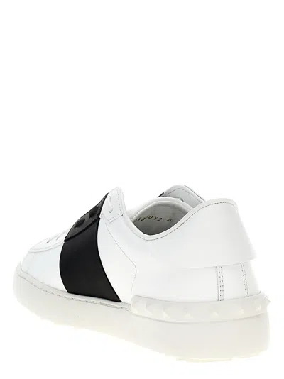 Valentino Garavani Open Leather Sneakers With Contrast Band And Stud Details Shoes In White