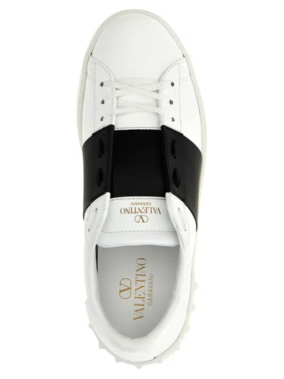 Valentino Garavani Open Leather Sneakers With Contrast Band And Stud Details Shoes In White