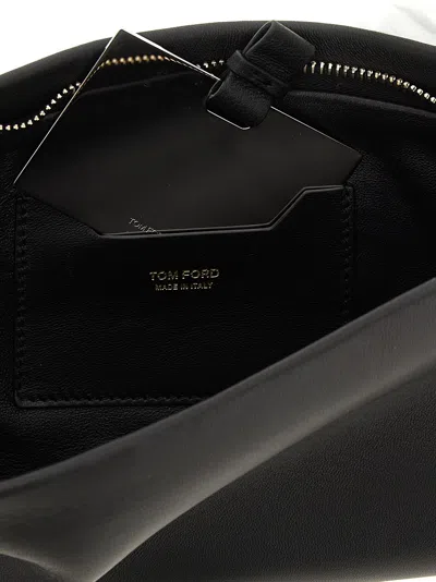 Tom Ford Aura Leather Clutch Bag With Lettering Logo On The Front In Black