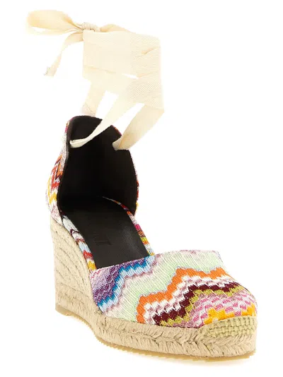 Missoni Chevron-pattern Tie Espadrilles In Multi